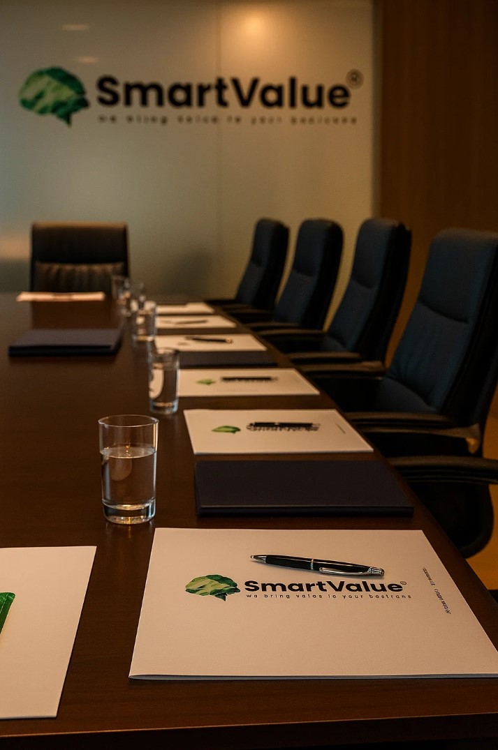 hotorealistic boardroom prepared for a high-level business meeting.